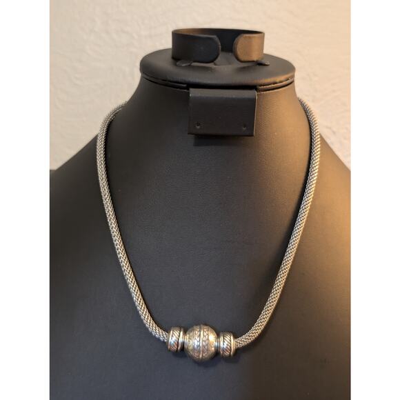 Brighton Bali Ball Bead Mesh Chain Silver Tone Necklace - Picture 8 of 9